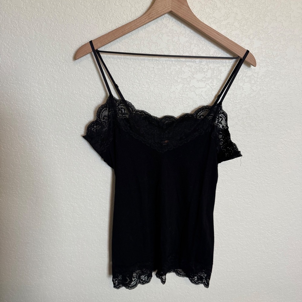 Vintage Y2K Coquette Fairycore Volume One Lace Cami Medium Black